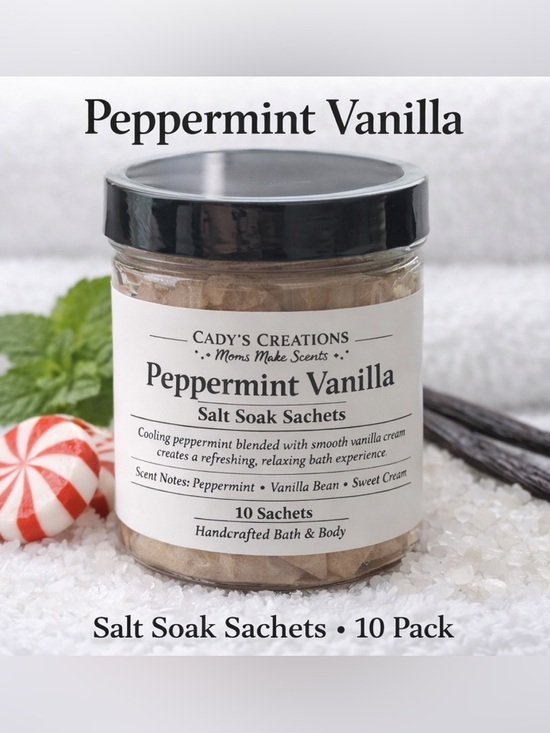 Hand Crafted Other - Peppermint Vanilla Salt Soak Sachets - 10 Pack